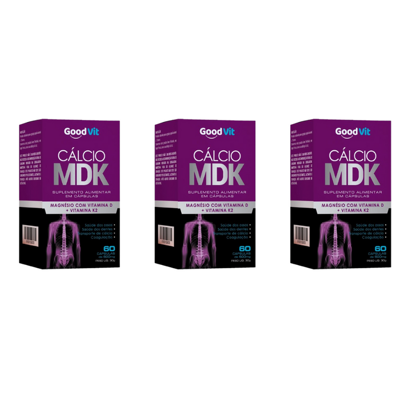 Kit C/3 Cálcio Mdk C/60 Cápsulas - Good vit