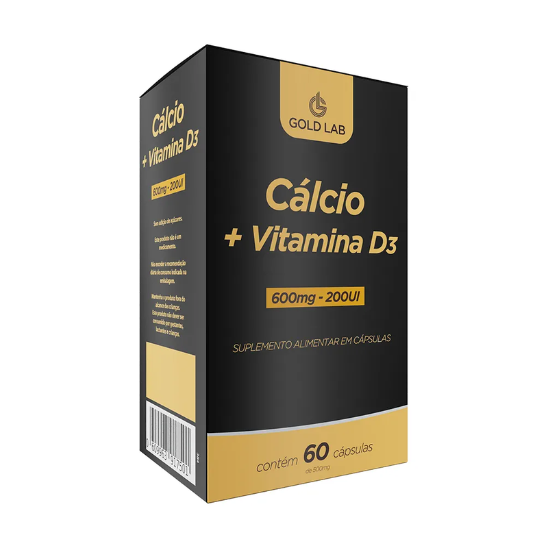 Cálcio + Vitamina D3 Ossos Fortes 60 Cápsulas Gold Lab