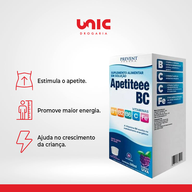 Apetiteee BC Uva 240 ML Vitamina C+ B1 B2 B6 - Prevent