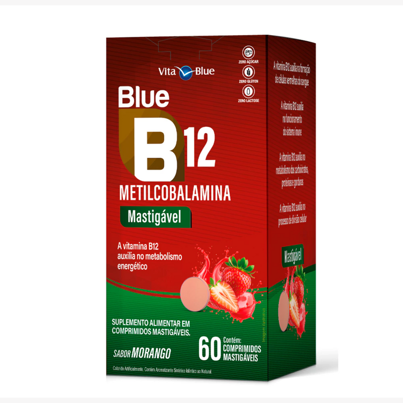 Blue B12 60 Comprimidos Mastigáveis Morango Vita Blue