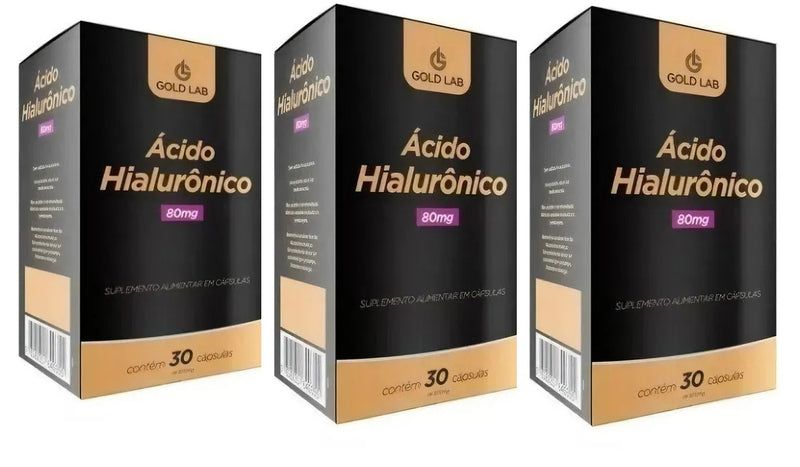 Kit C/3 Ácido Hialurônico 80MG C/30 Cápsulas- Gold Lab
