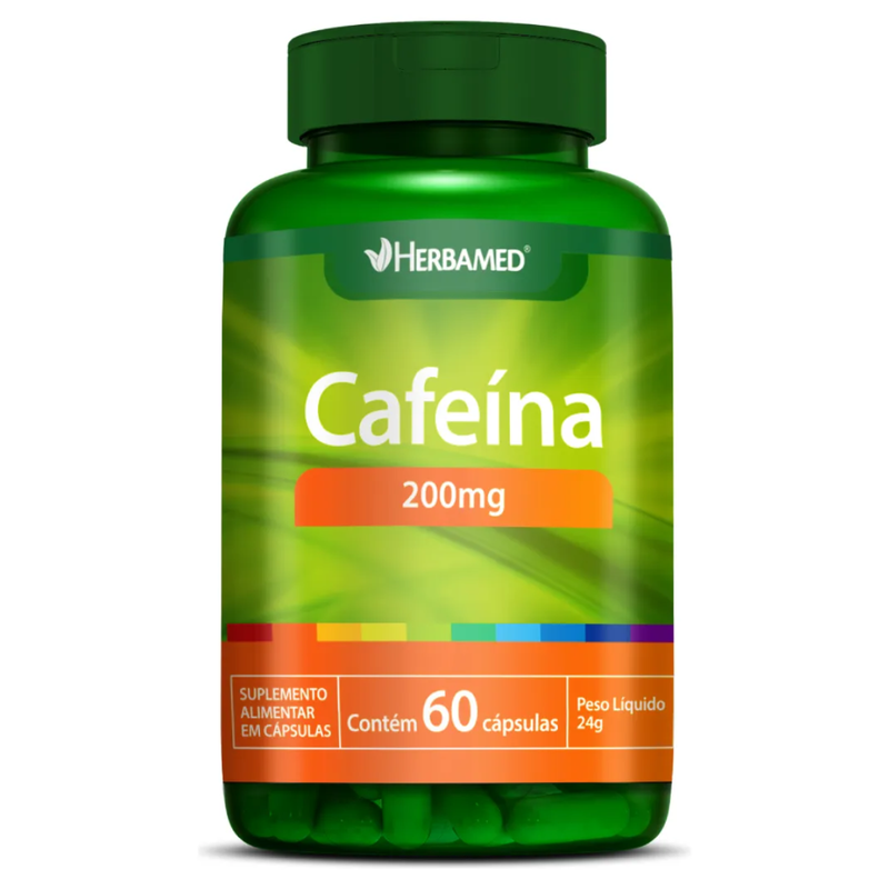 Cafeína 200mg C/60 Cápsulas - Energia, Foco e Desempenho - Herbamed