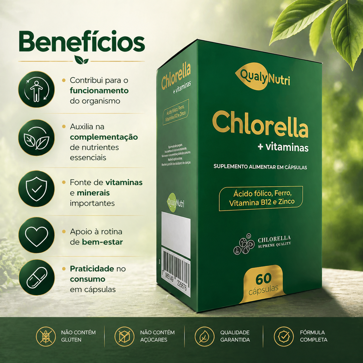 Chlorella + Vitaminas 500mg C/60 Cápsulas - QualyNutri