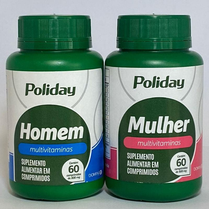 Kit Poliday Homem & Mulher - C/60 Cápsulas Cada - Domina Farma