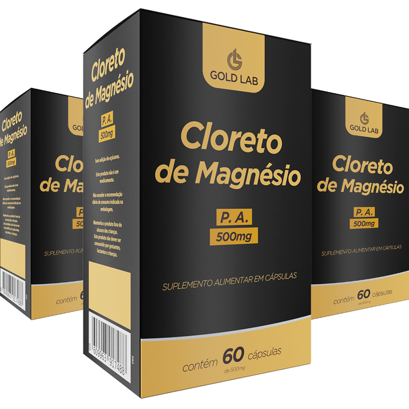 Kit C/3 Cloreto de Magnésio 500MG C/60 Cápsulas - Gold Lab