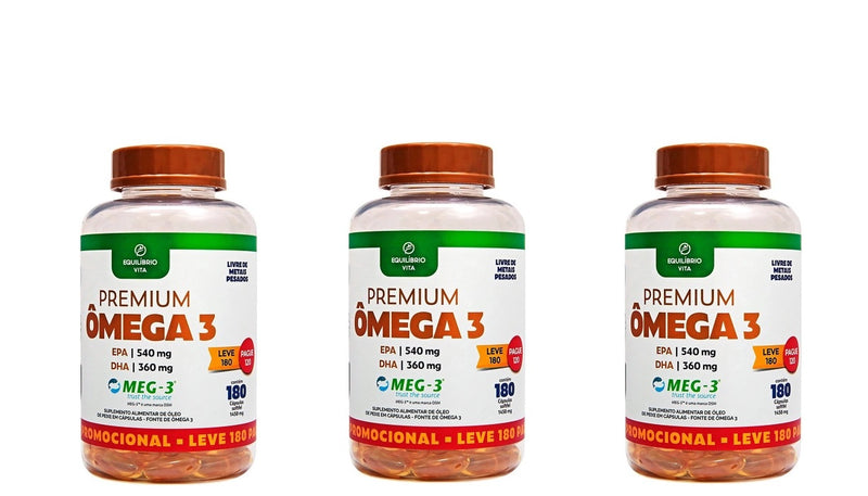 Kit C/3 Ômega 3 C/180 Cápsulas - Equilíbrio Vita