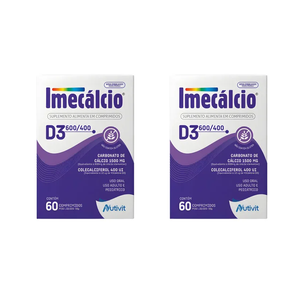 Kit 2 Imecálcio D3 600 mg + 400 UI - 2 Frascos com 60 Comprimidos | Nutivit