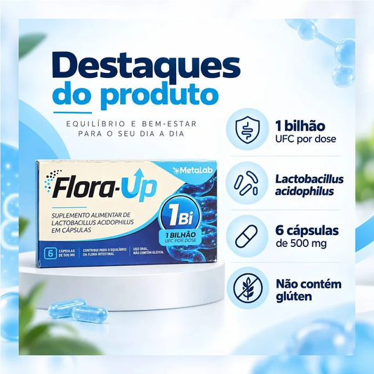 Flora Up Probióticos Lactobacilos  500mg 6 Cápsulas - Metalab