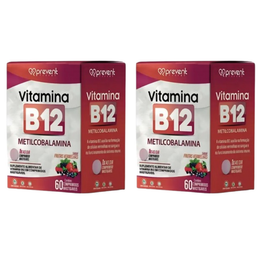Kit C/2 Vitamina B12 Frutas Vermelhas C/60 Comprimidos - Prevent Pharma