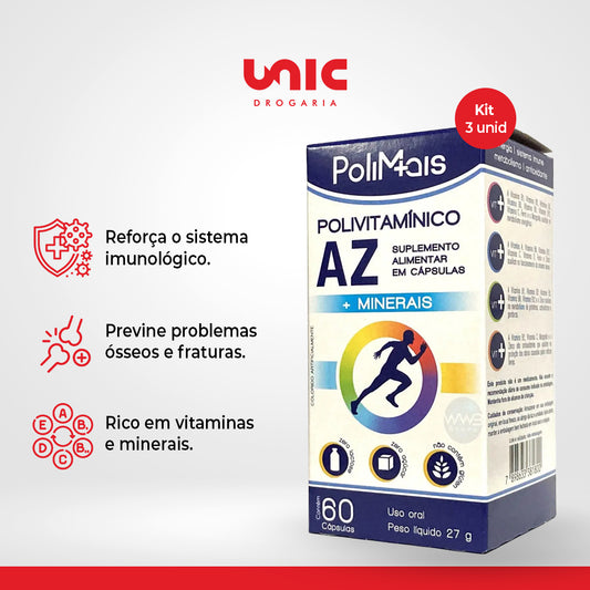 Kit 3 Polivitamínico A-Z Energia 60 Cápsulas PoliMais
