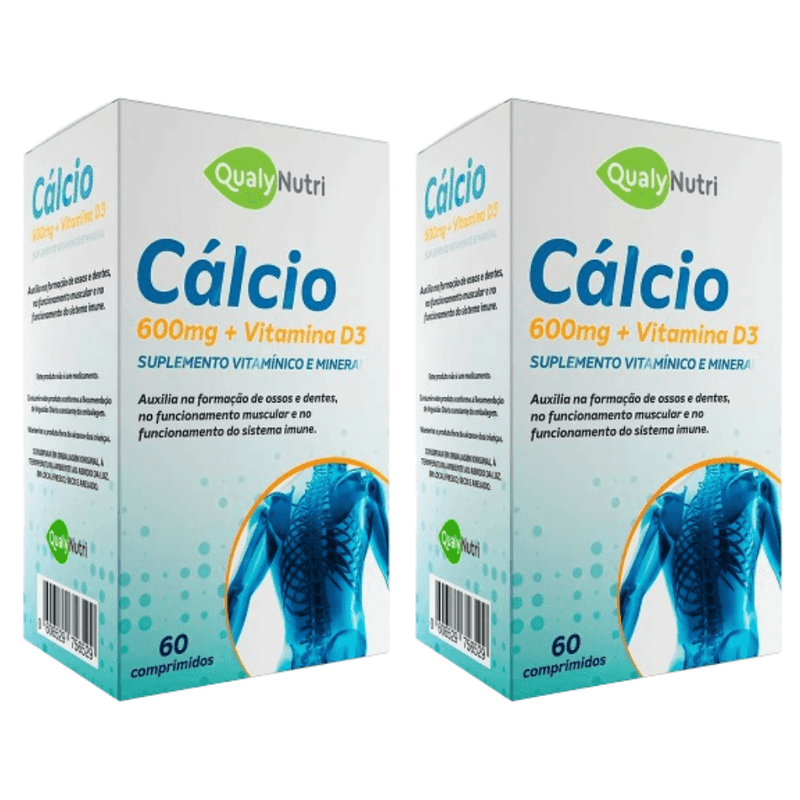 Kit C/2 Cálcio 600MG + Vit D3 C/60 Cápsulas - Qualy Nutri