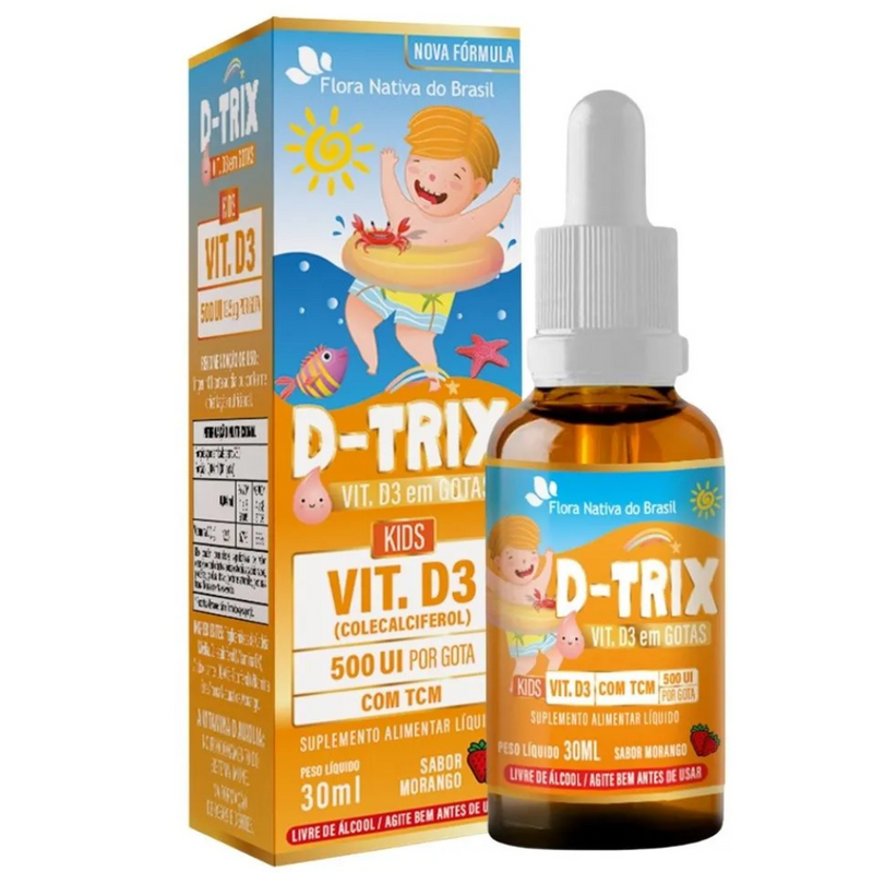 D-TRIX Vitamina D3 500UI Solução 30ml Morango