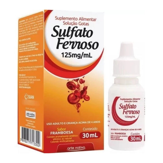 Kit 6 Caixas Sulfato Ferroso em Gotas 125mg 30ml Arte Nativa