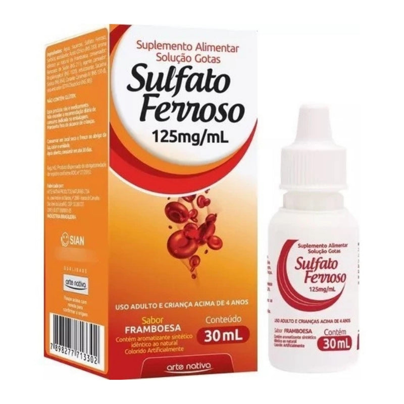 Kit 6 Caixas Sulfato Ferroso em Gotas 125mg 30ml Arte Nativa