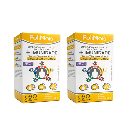 Kit C/2 Polimais + Imunidade Vitaminas Cdzse C/60 Cápsulas Nutriex
