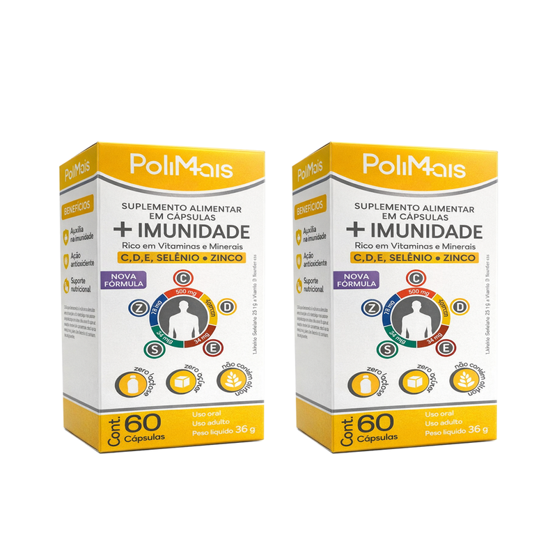 Kit C/2 Polimais + Imunidade Vitaminas Cdzse C/60 Cápsulas Nutriex