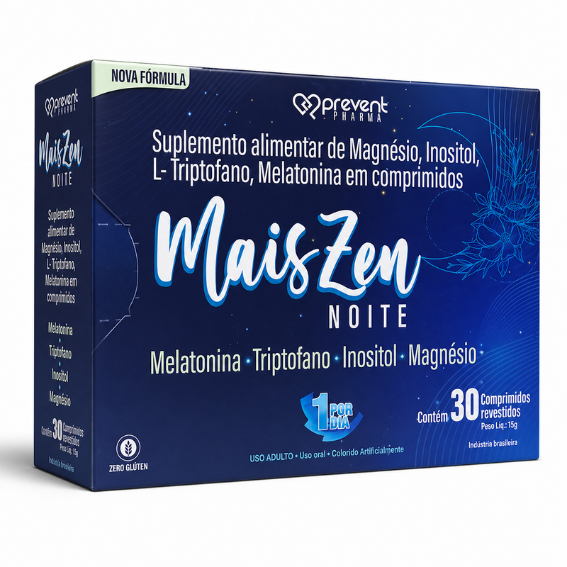 Mais Zen Noite 30 Comprimidos Prevent Pharma Relaxamento e Bem Estar