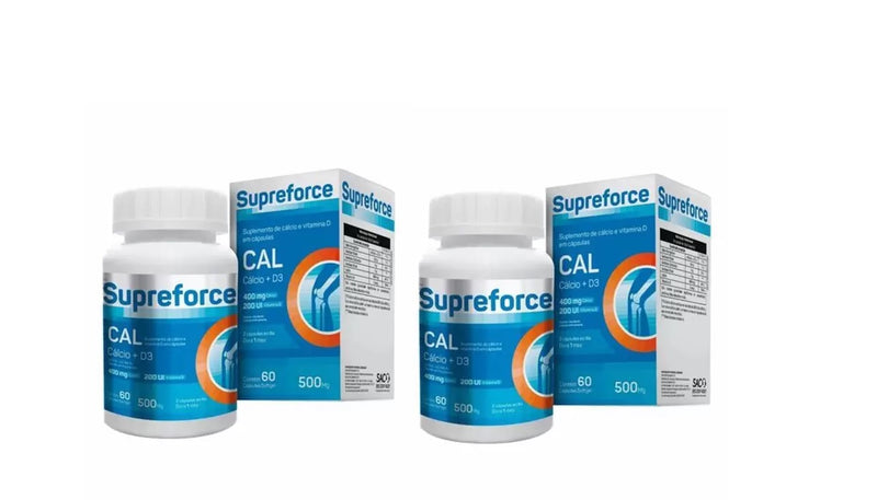 Kit C/2 Supreforce Cal + D3 500MG C/60 Cápsulas