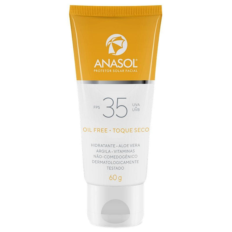Protetor solar facial anasol oil free toque seco fps 35 60g