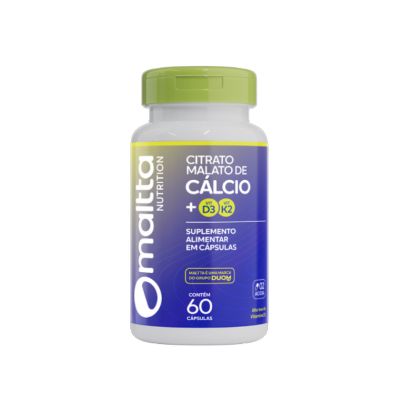 Citrato Malato de Cálcio + Vitamina D3+K2  C/60 Cápsulas - Maltta/Duom