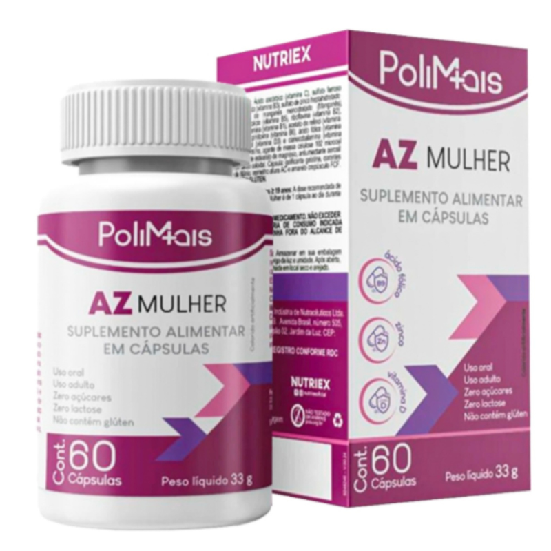 Vitaminas A-Z Mulher Polimais C/60 Cápsulas - Nutriex