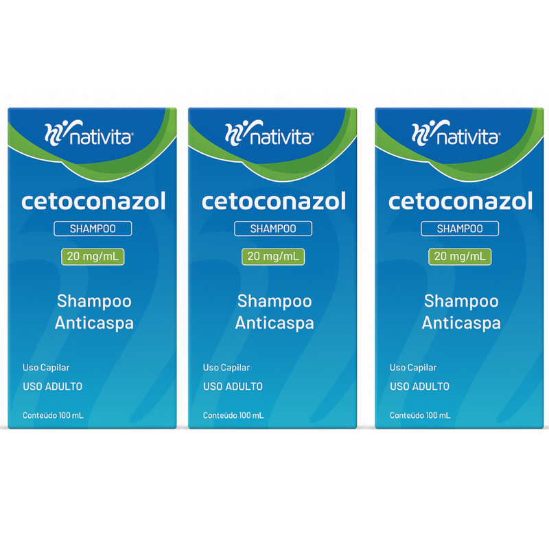 Kit 3x Shampoo Cetoconazol Anticaspa 20mg/ml 100ml - Nativita