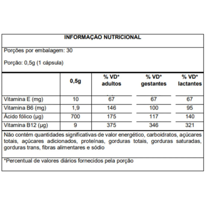 Metilfolato de Cálcio + Vitaminas C/30 Cápsulas - Flora nativa