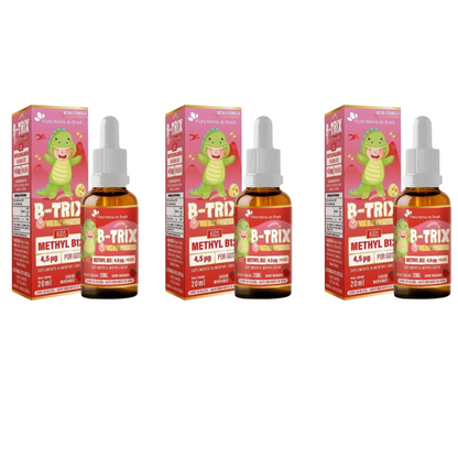Kit C/3 B-Trix Kids B12 Morango Solução 20ml - Flora Nativa