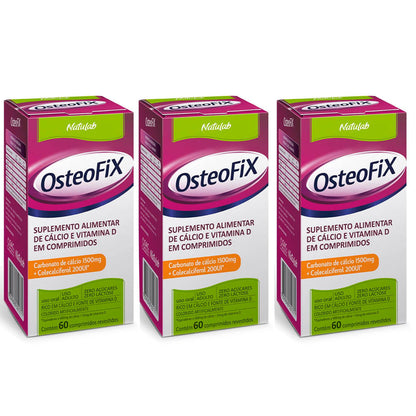 Kit C/3 OsteoFix 1500mg 200UI C/60 Comprimidos
