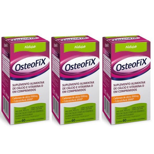 Kit C/3 OsteoFix 1500mg 200UI C/60 Comprimidos