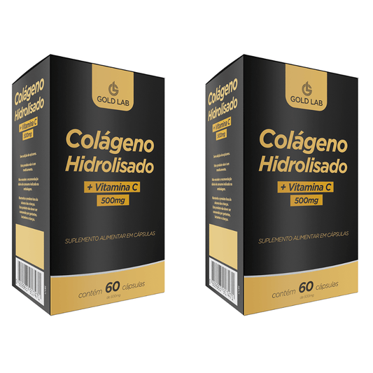 Kit C/2 Colágeno Hidrolisado +Vitamina C C/60 Cápsulas - Gold Lab