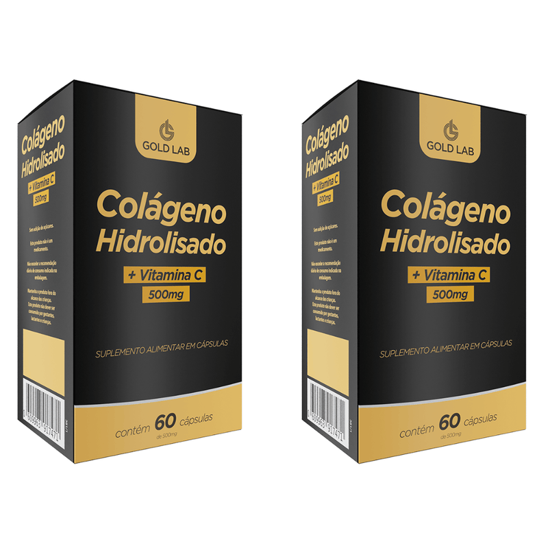 Kit C/2 Colágeno Hidrolisado +Vitamina C C/60 Cápsulas - Gold Lab