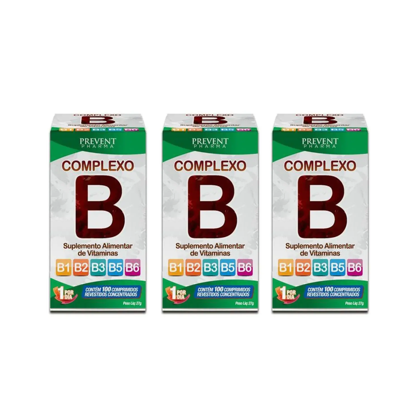 Kit C/3 Complexo B Concentrado C/100 Comprimidos - Prevent Pharma