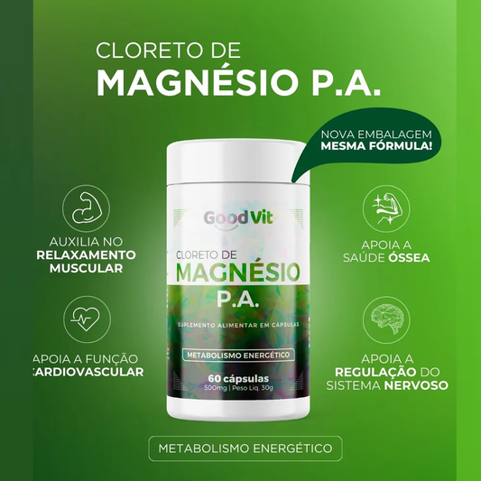 Cloreto de Magnésio PA 60 Cápsulas – Good Vit | Energia Ossos Músculos