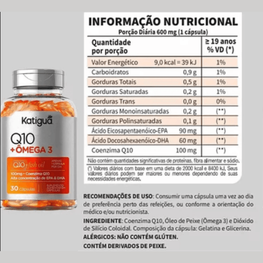 Coenzima Q10 + Ômega 3 30 Cápsulas | Katiguá