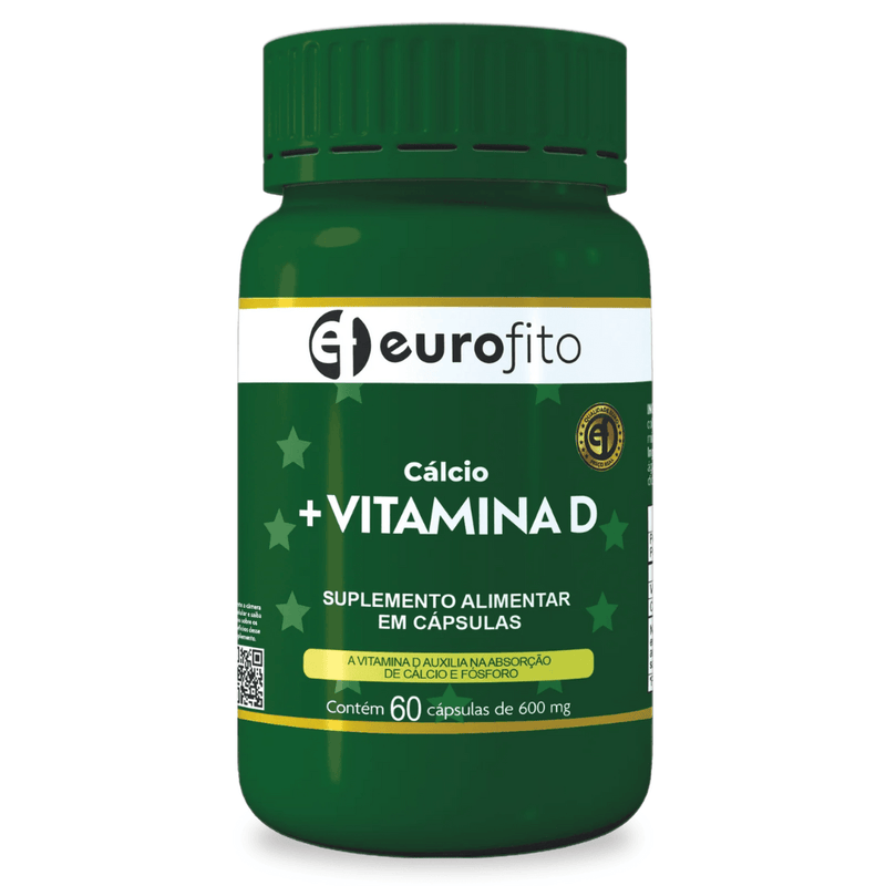 Cálcio + Vitamina D 600mg C/60 Cápsulas - Eurofito