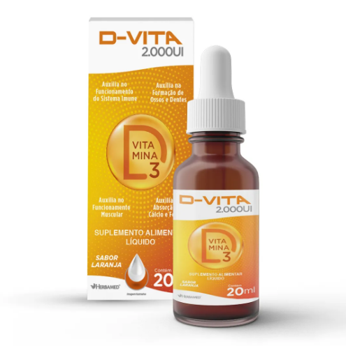 D‑Pro Vita 2000UI 20 mL Imunidade e Saúde dos Ossos - Herbamed