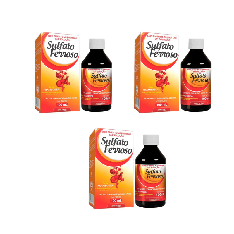 Kit C/3 Sulfato Ferroso Solução 100ml - Arte Nativa