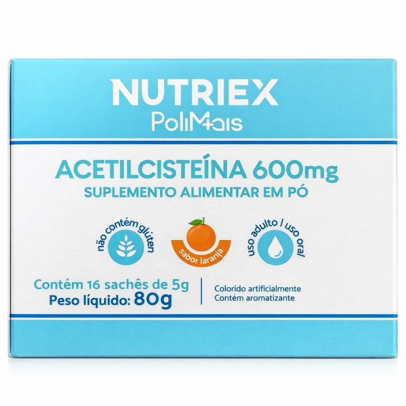 Acetilcisteína 600mg Polimais em Pó - Suporte Respiratório e Ação Antioxidante