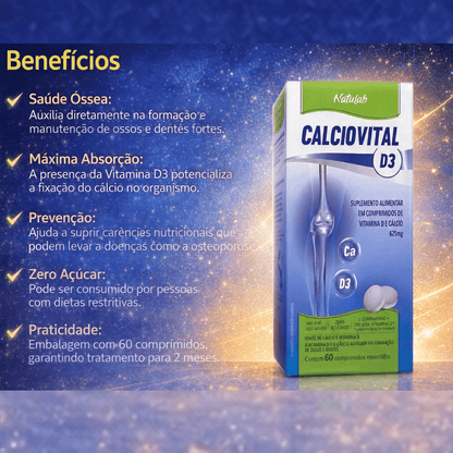 Calciovital D3 625mg C/60 Comprimidos Revestidos - Natulab