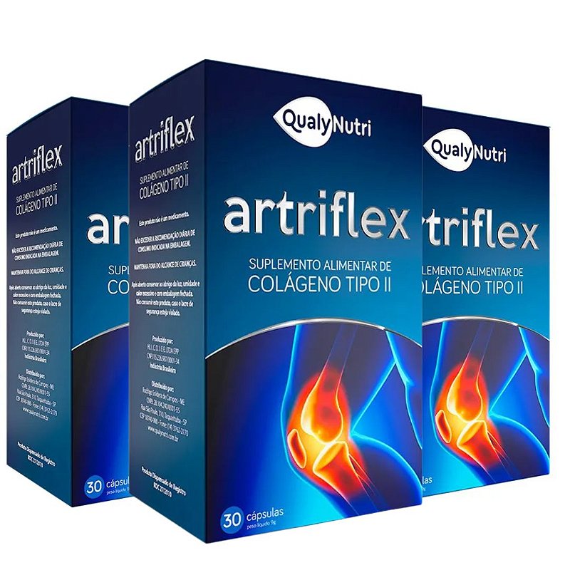 Kit C/3 Artriflex Tipo II 40MG c/30 Cápsulas - Qualy Nutri