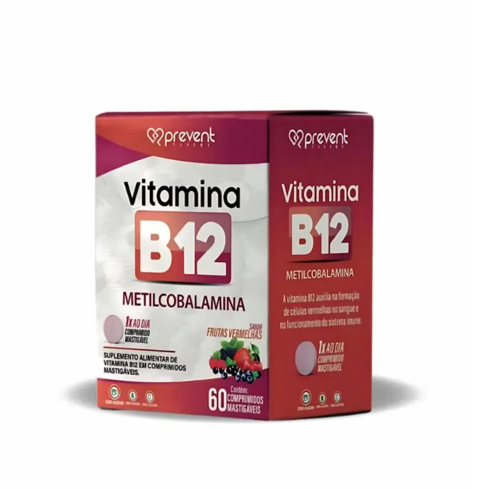 Vitamina B12 Metilcobalamina Frutas Vermelhas C/60 Cápsulas - Prevent Pharma