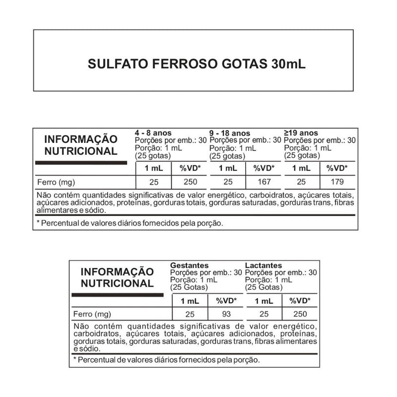 Kit 6 Caixas Sulfato Ferroso em Gotas 125mg 30ml Arte Nativa