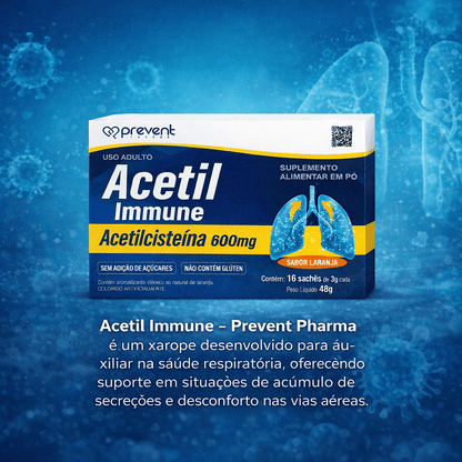 Acetil Immune 600mg 16 Sachês Laranja - Prevent Pharma