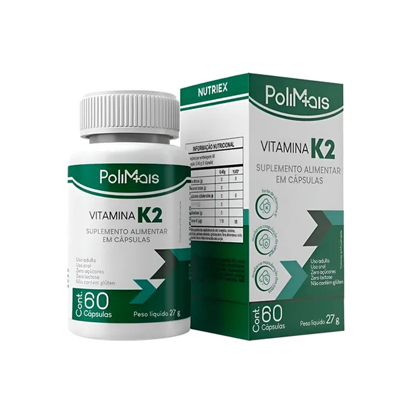 Vitamina K2 Polimais C/60 Cápsulas - Nutriex