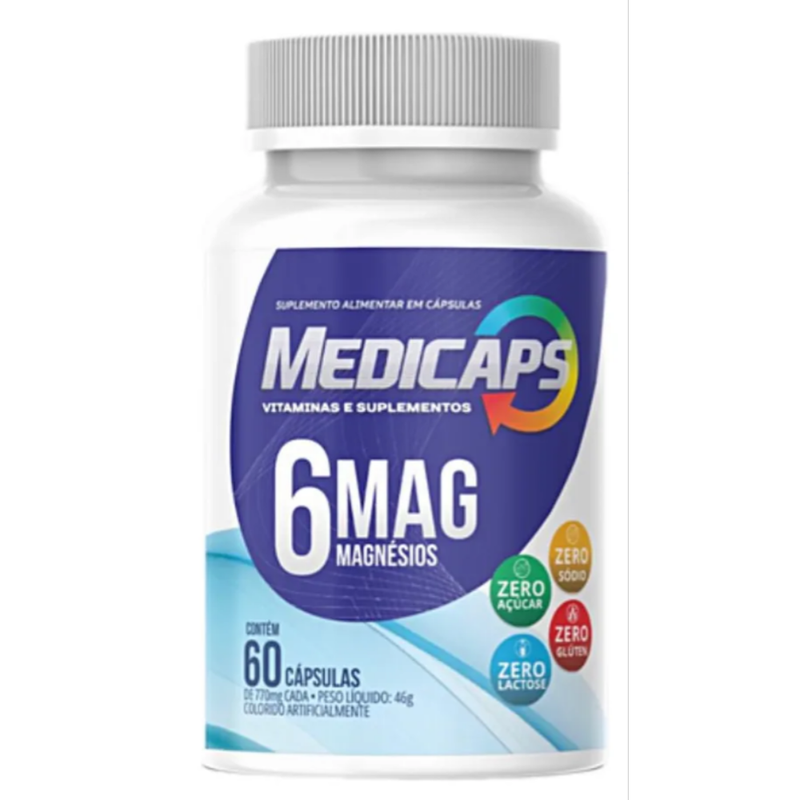 Medicaps 6 Mag C/60 Cápsulas Suplemento de Magnesio e Minerais