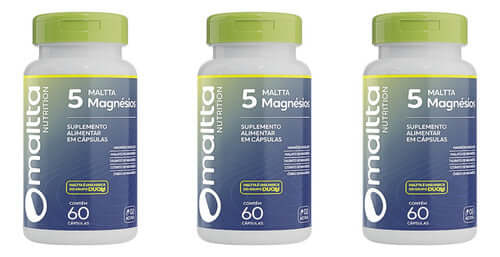 Kit 3 Maltta 5 Magnésios 60 Cápsulas - Energia e Músculos