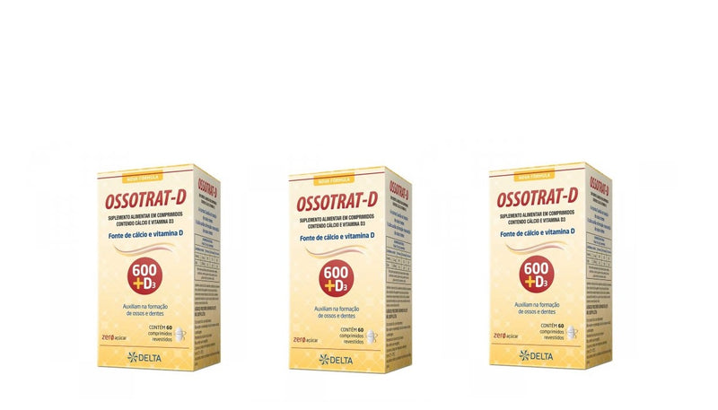 Kit C/3 Ossotrat D 600MG+D3 C/60 Comprimidos Revestidos