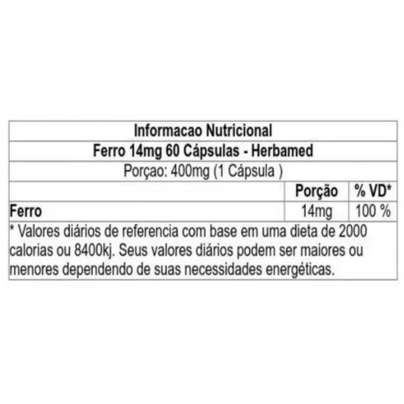Ferro C/60 Cápsulas Prevenção da Anemia - Herbamed