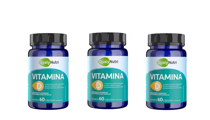 Kit C/3 Vitamina D C/60 Cápsulas - Qualy Nutri
